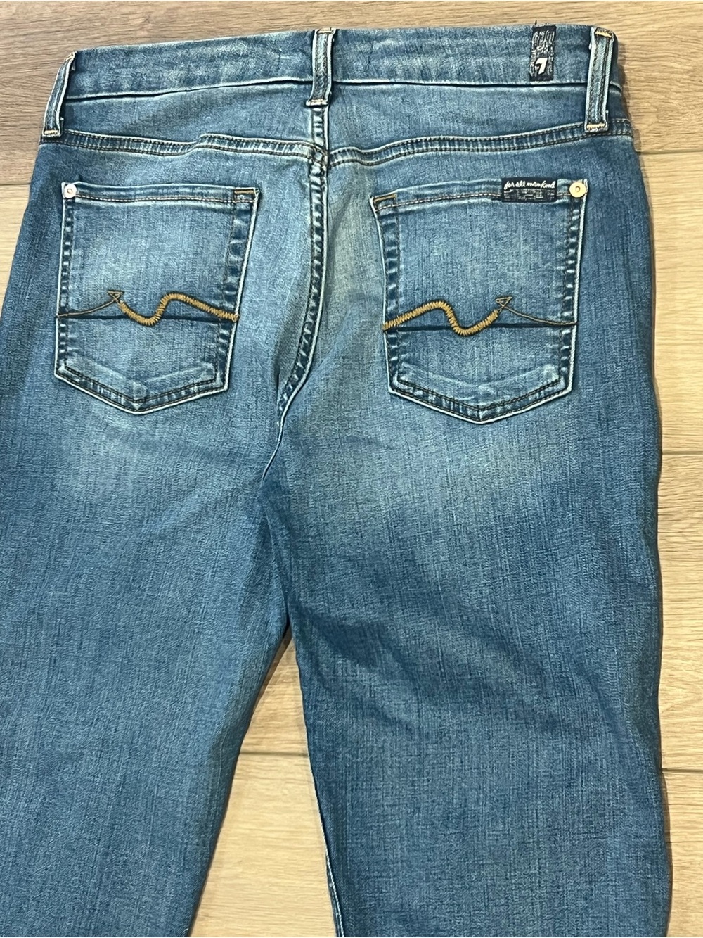 7 For All Mankind B(air) Kimmie Straight Leg Jeans Size 28 Wiskering Detail - Picture 11 of 14